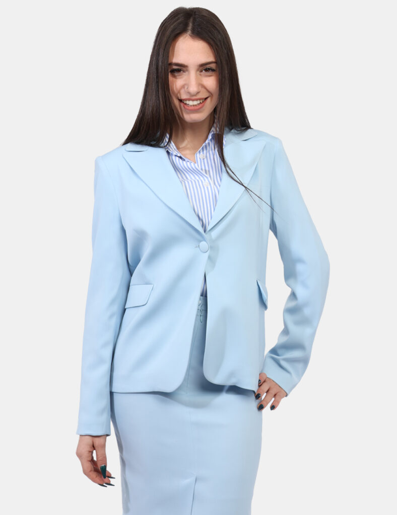 Abbigliamento donna scontato - Blazer Materica Azzurro