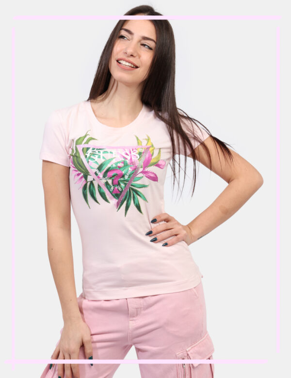 T-shirt taglia S Guess Rosa - L’articolo appartiene al campionario esclusivo di stagione: pezzo unico.Cod. art. W5GI07J1314