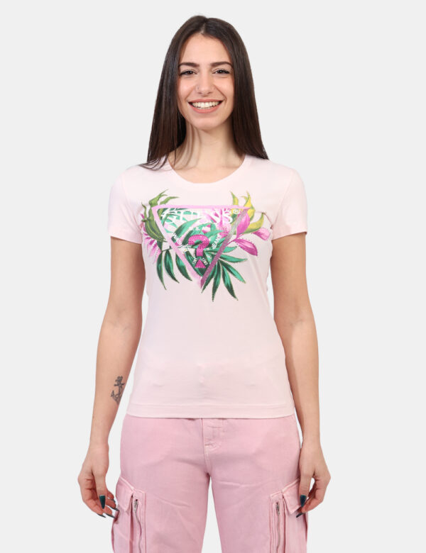 T-shirt taglia S Guess Rosa - L’articolo appartiene al campionario esclusivo di stagione: pezzo unico.Cod. art. W5GI07J1314