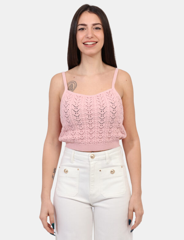 Top taglia S Guess Rosa - L’articolo appartiene al campionario esclusivo di stagione: pezzo unico.Cod. art. W5GR42Z3C71 GS C