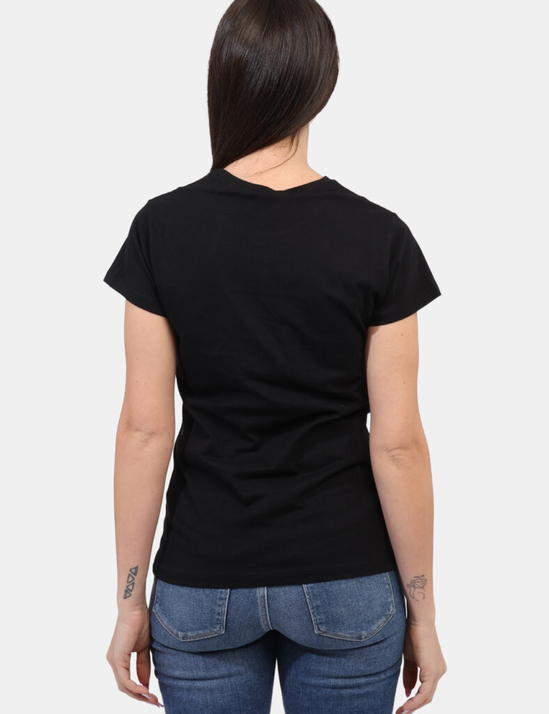 T-shirt Yes Zee Nero - T-shirt classica su base nera con stampa floreale brandizzata arricchita da glitter dorati. La vestib