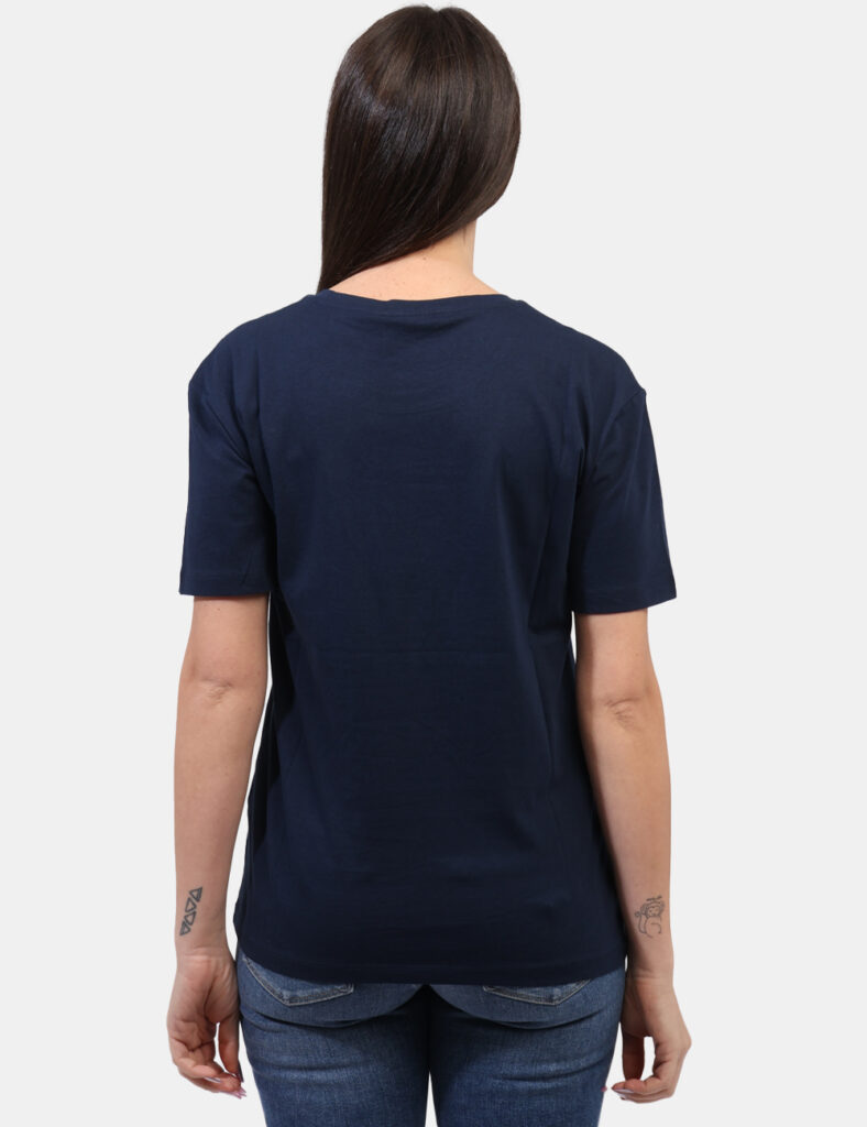 T-shirt Yes Zee Blu - T-shirt classica su base blu navy con stampa brandizzata e arricchita da glitter dorati. La vestibilit